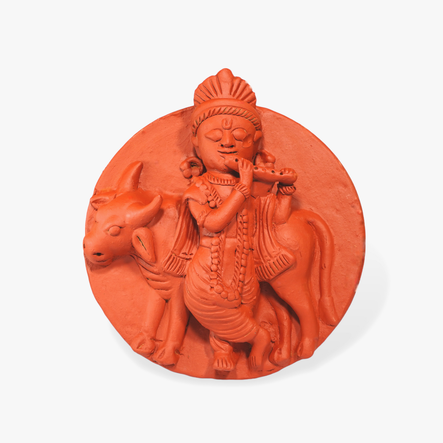 Molela Wall Plate - Krishna with Cow 9"