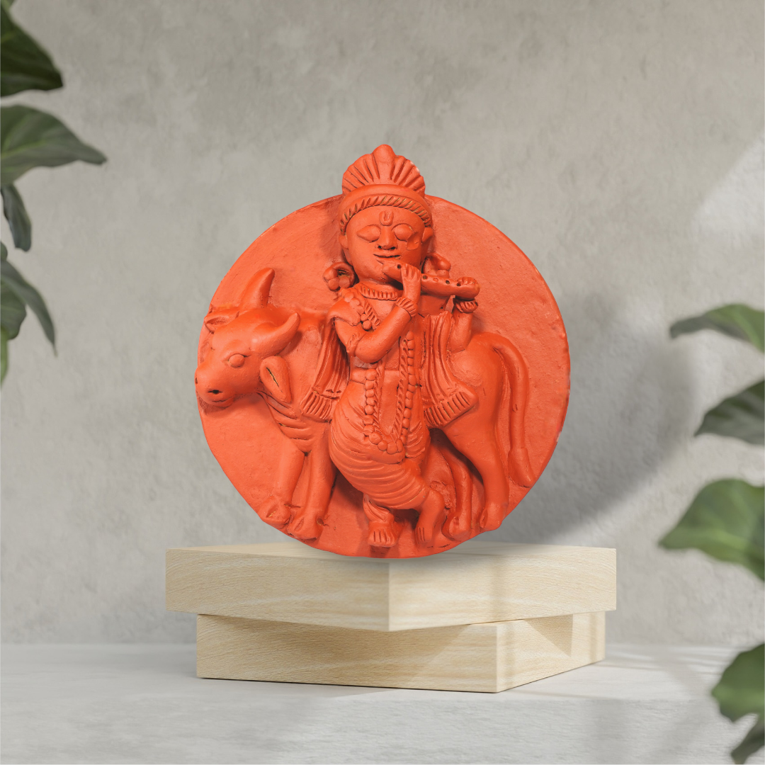 Molela Wall Plate - Krishna with Cow 9"