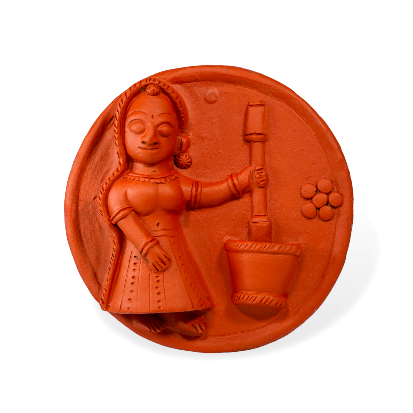 Molela Wall Plate - Woman with Chakki 8"