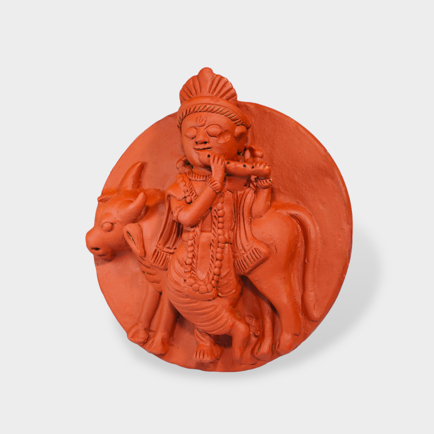Molela Wall Plate - Krishna with Cow 9"