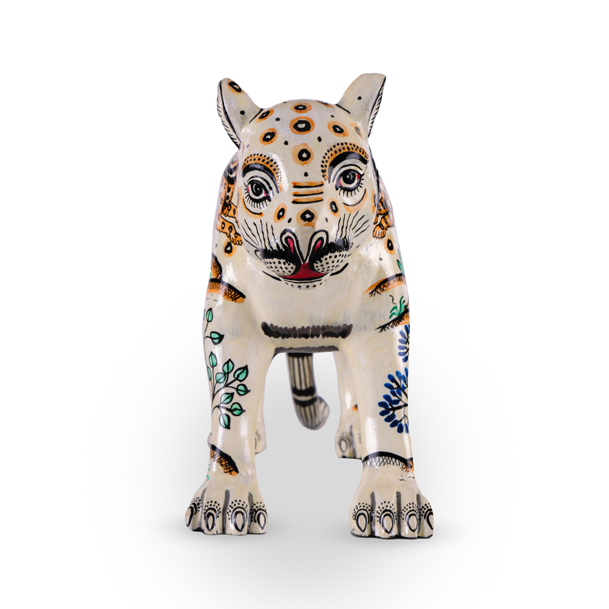 Pattachitra Tiger Curio - White
