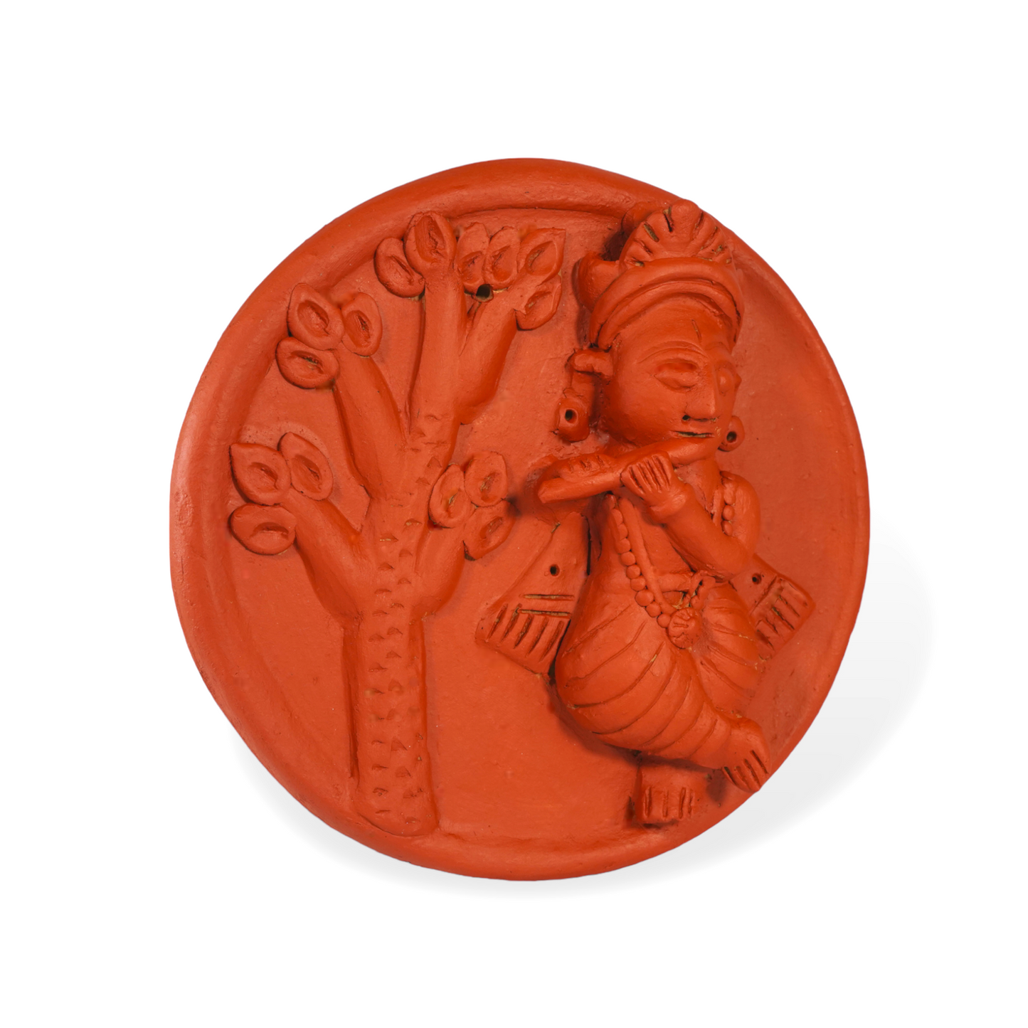 Molela Wall Plate - Krishna under the tree 8"