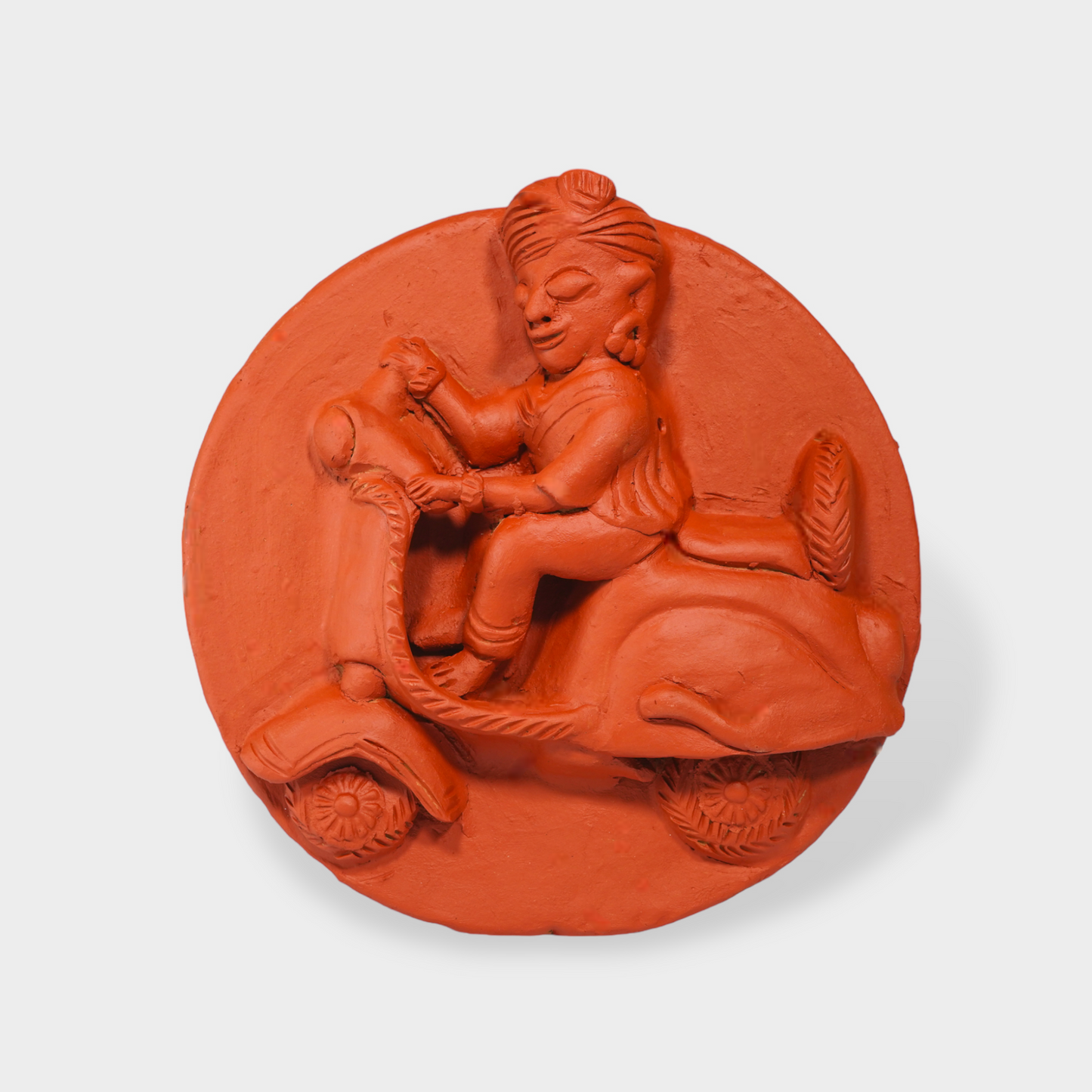 Molela Wall Plate - Man riding a scooter 9"