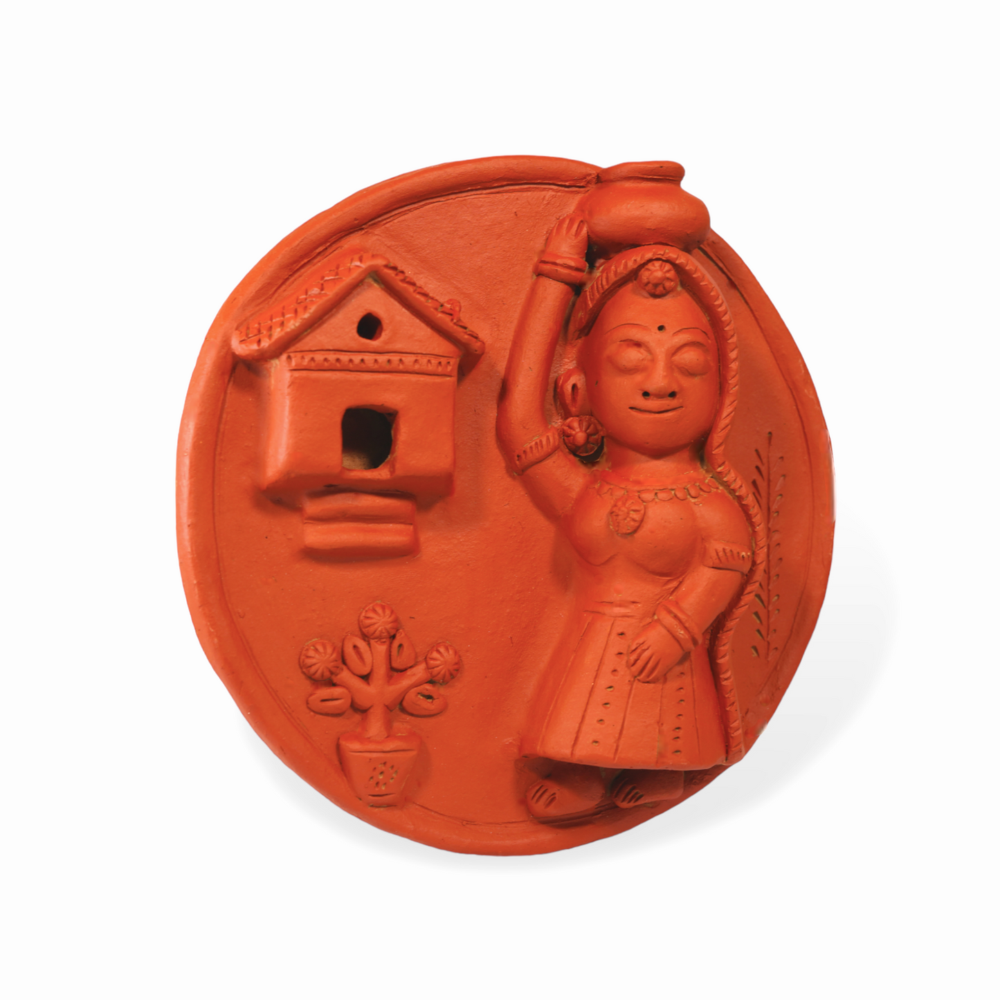 Molela Wall Plate - Woman carrying pot 8"