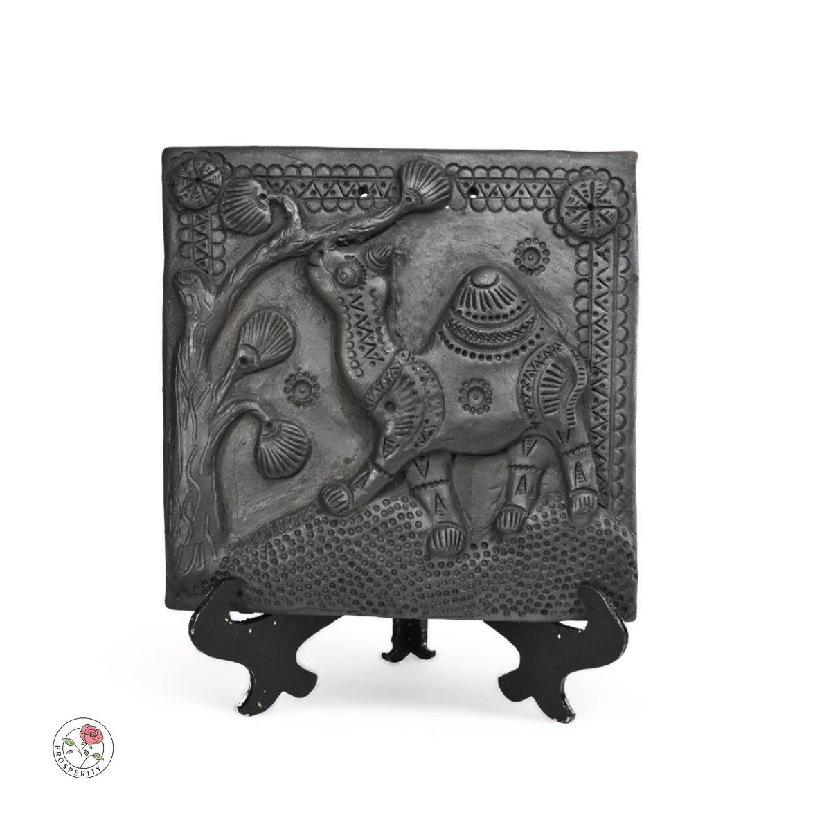 Sawai Madhopur Black Pottery Tile Art - Camel - Table Decor