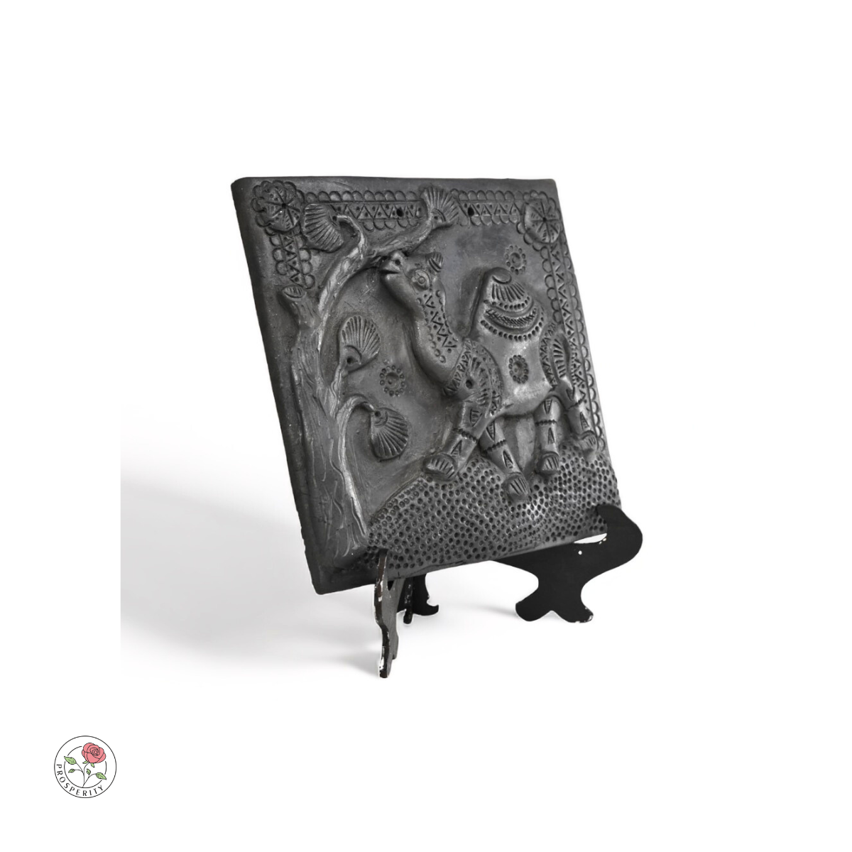 Sawai Madhopur Black Pottery Tile Art - Camel - Table Decor