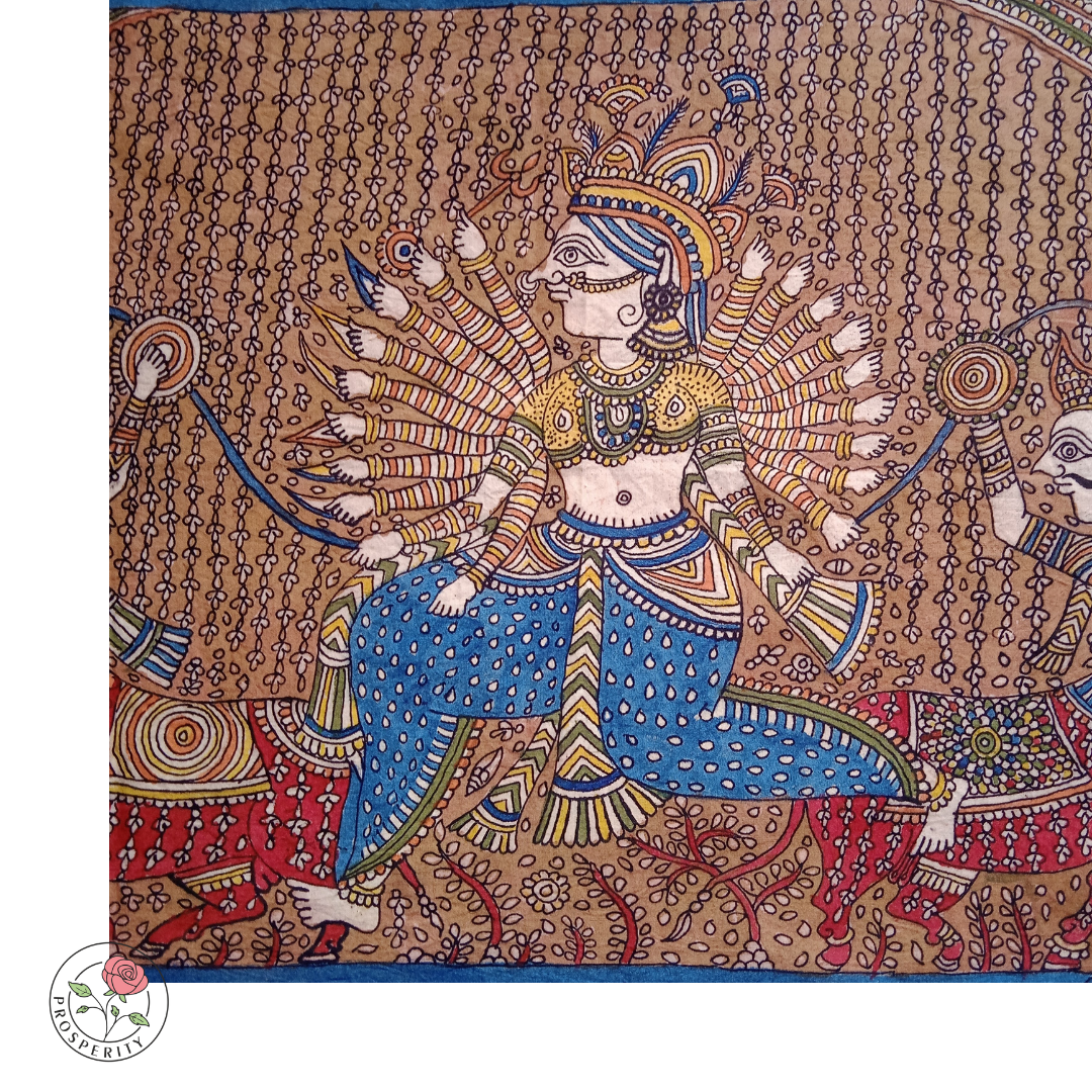Visat the warrior - Goddess with twenty hands Mata ni pachedi painting