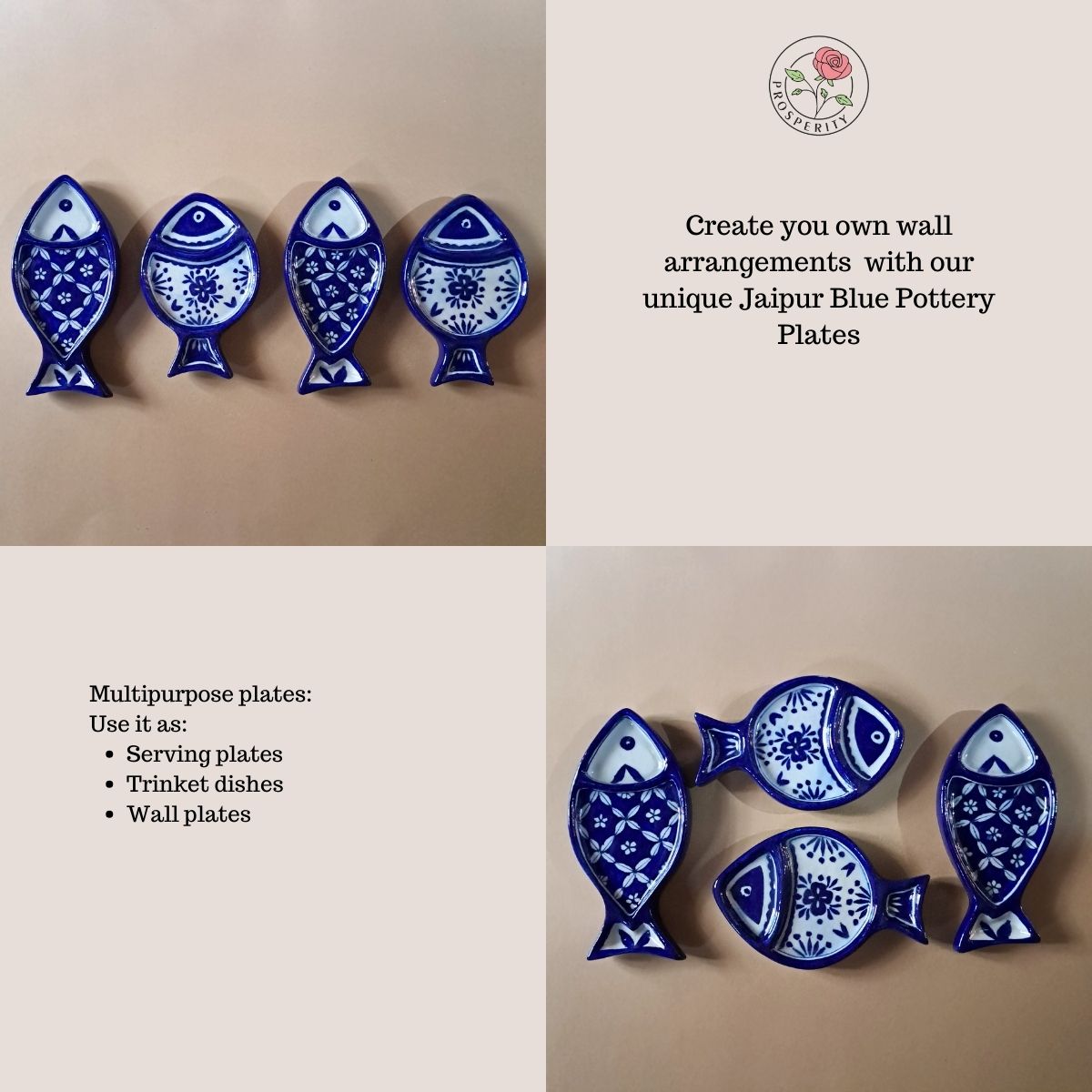 Jaipur Blue Pottery long Fishy Plate