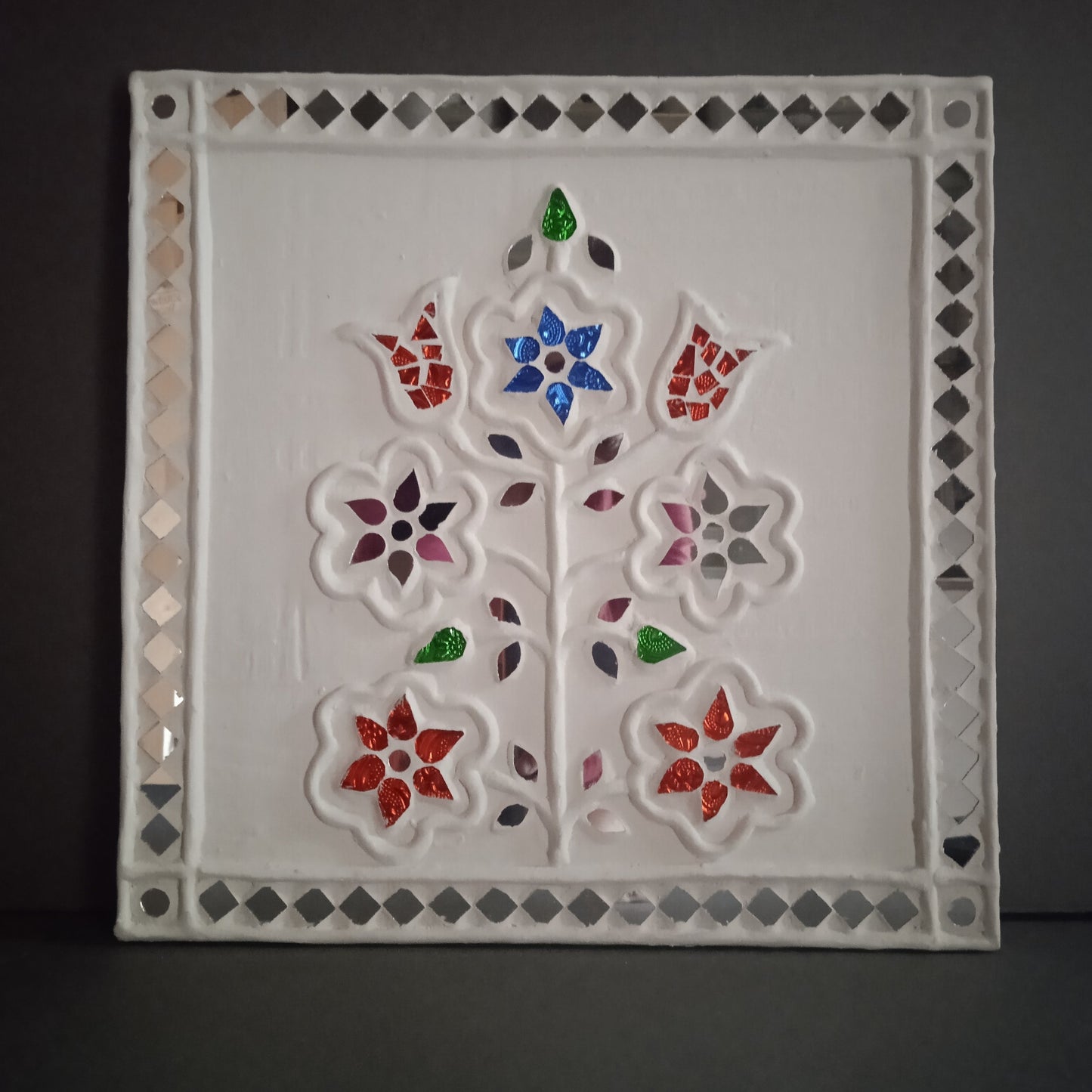 Baug - Lippan/Mud n Mirror work frame ( 12" x 12" x 0.5")