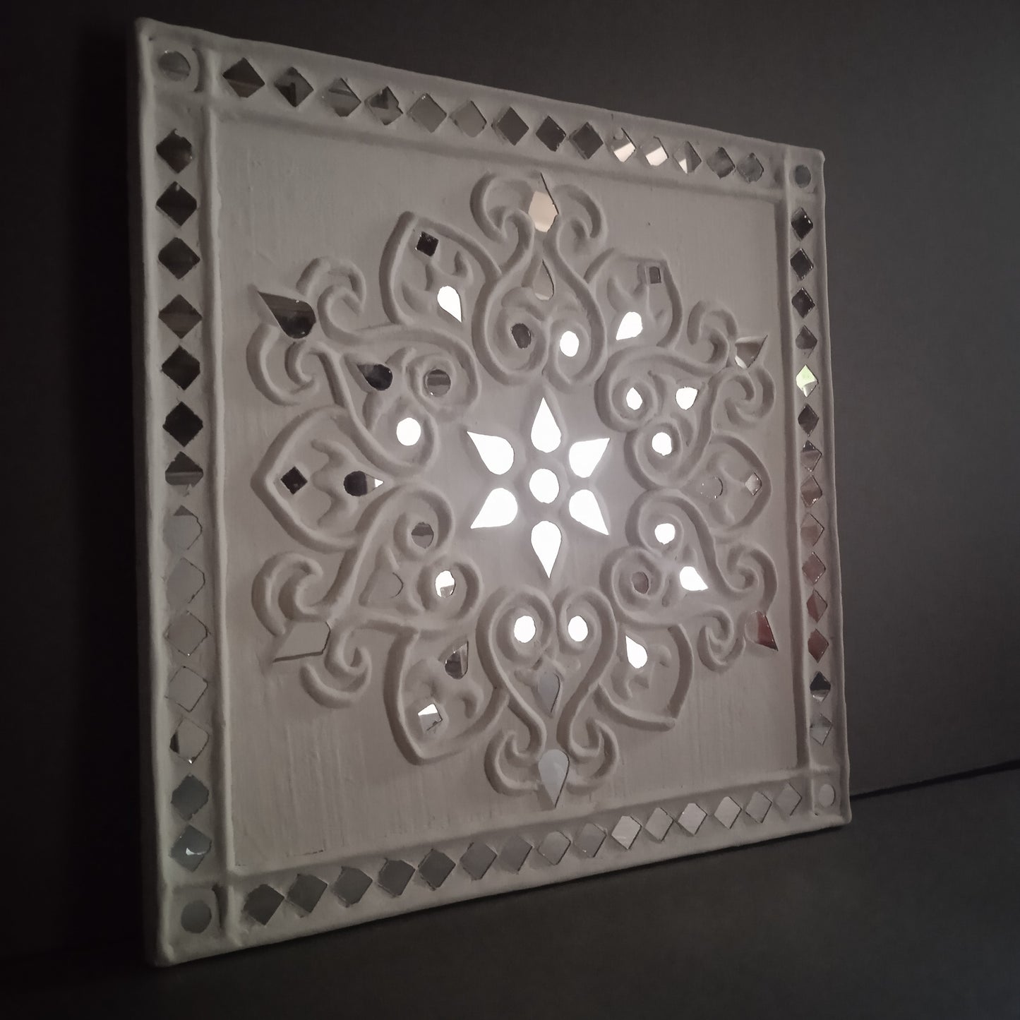 Mandala - Lippan/Mud n Mirror work frame ( 12" x 12" x 0.5")