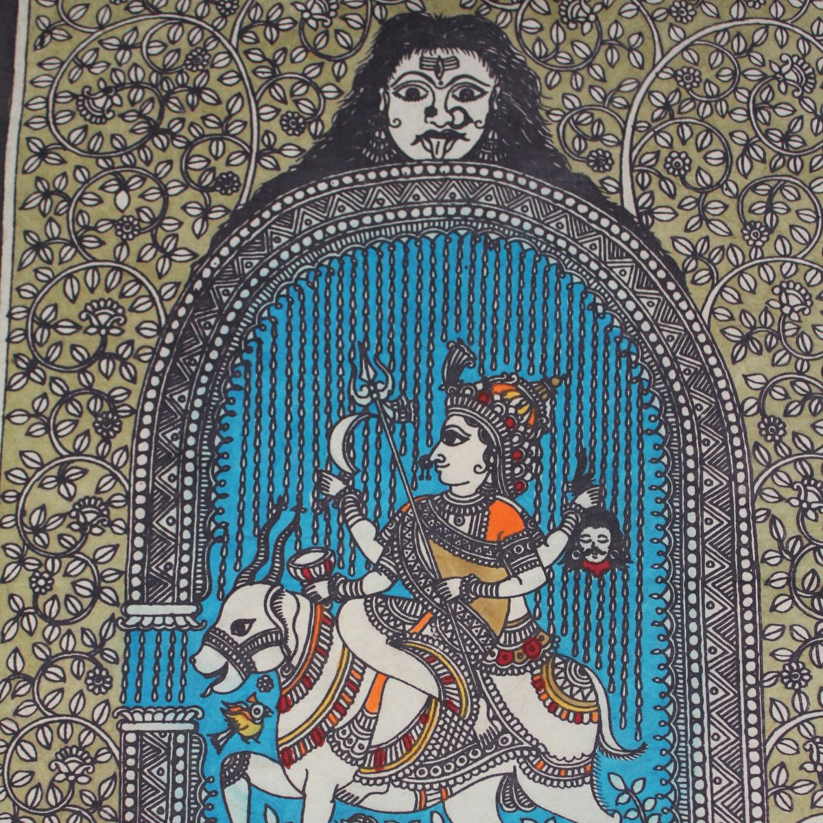 The Protector - 2 - Mata ni Pachhedi Painting (14” W * 18” H)