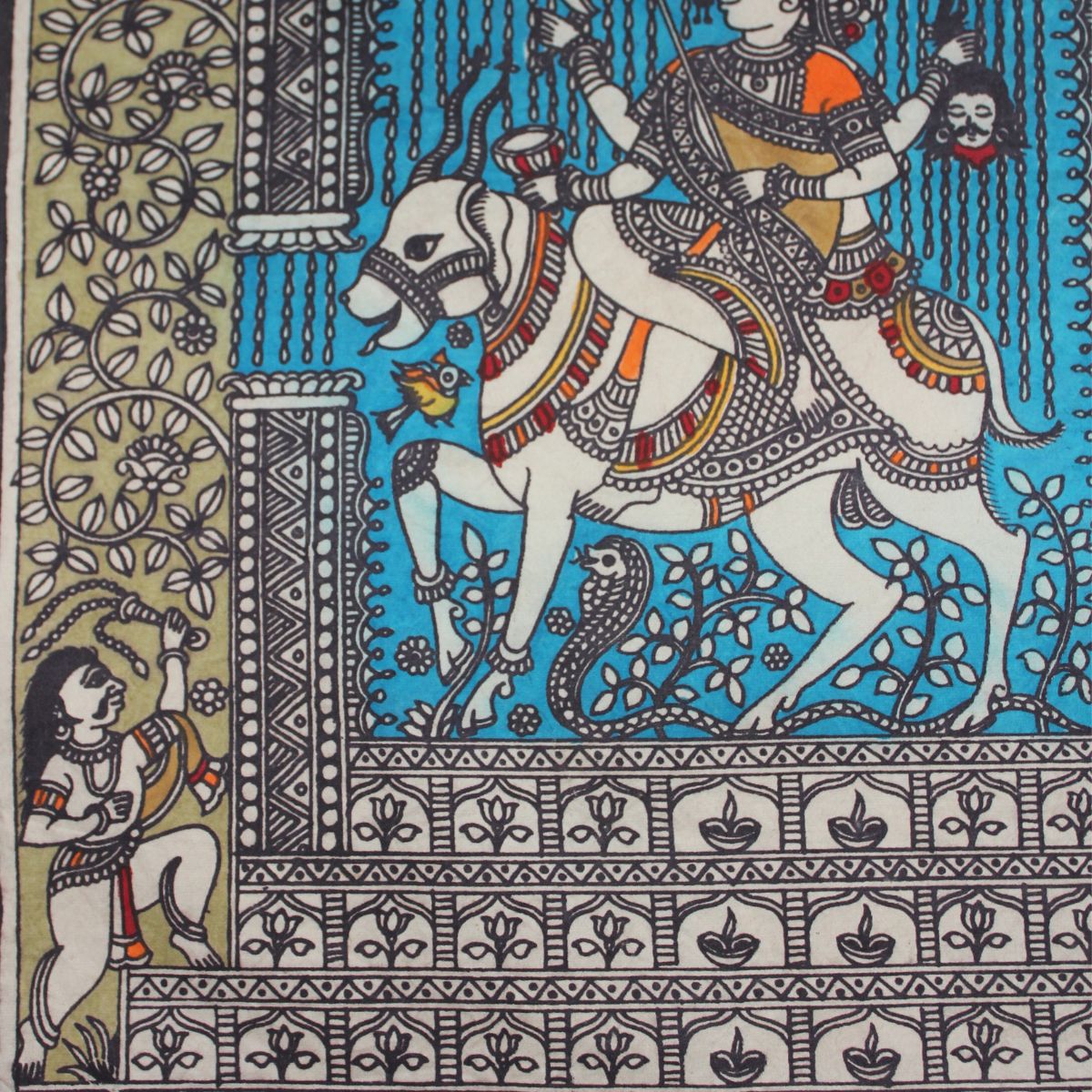 The Protector - 2 - Mata ni Pachhedi Painting (14” W * 18” H)
