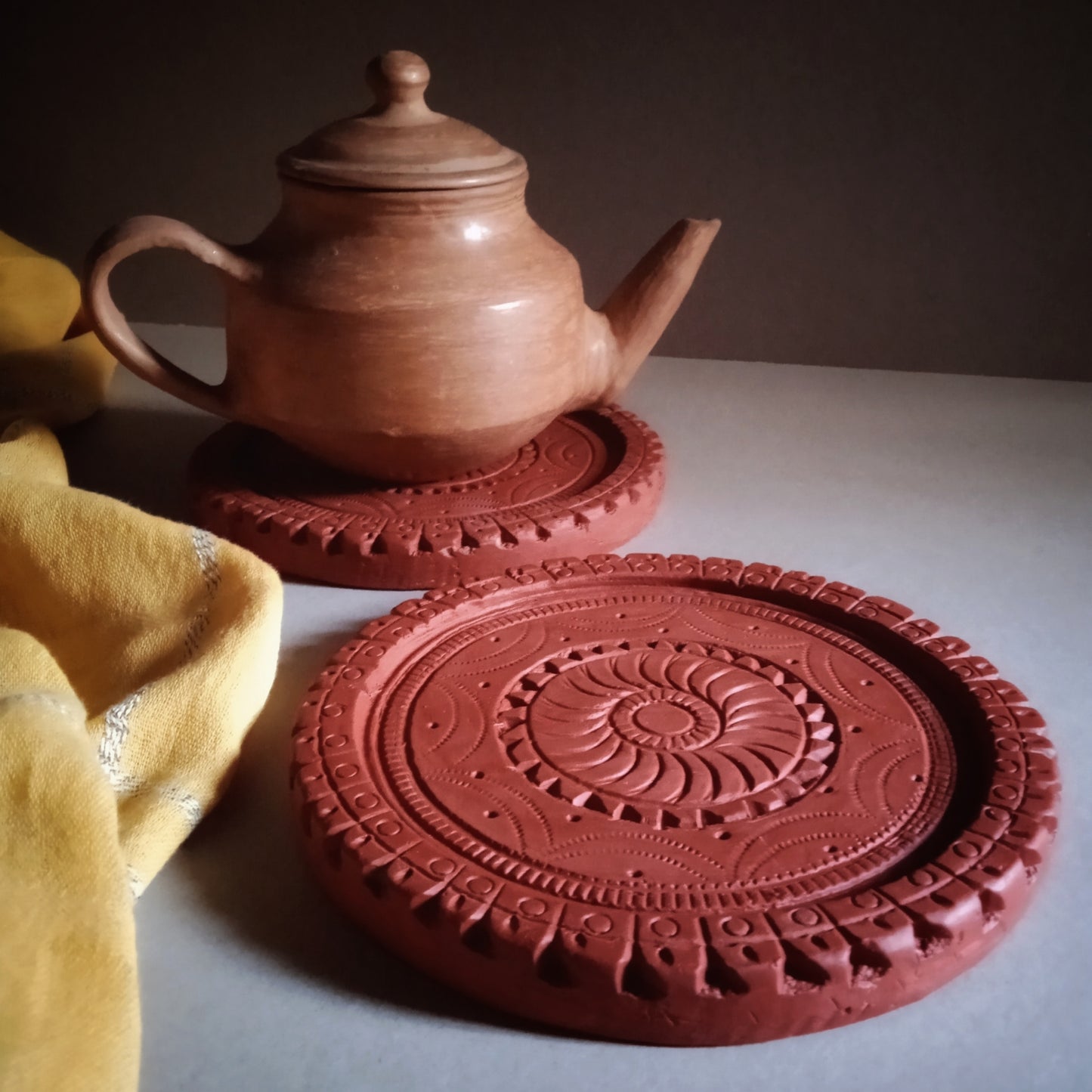 Terracotta Mandala Trivet 1 - Set of 2