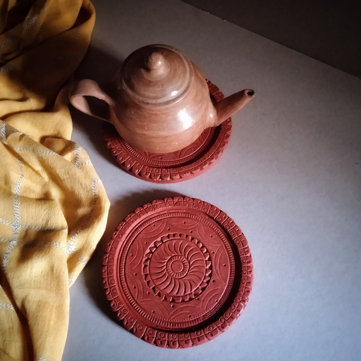 Terracotta Mandala Trivet 1 - Set of 2