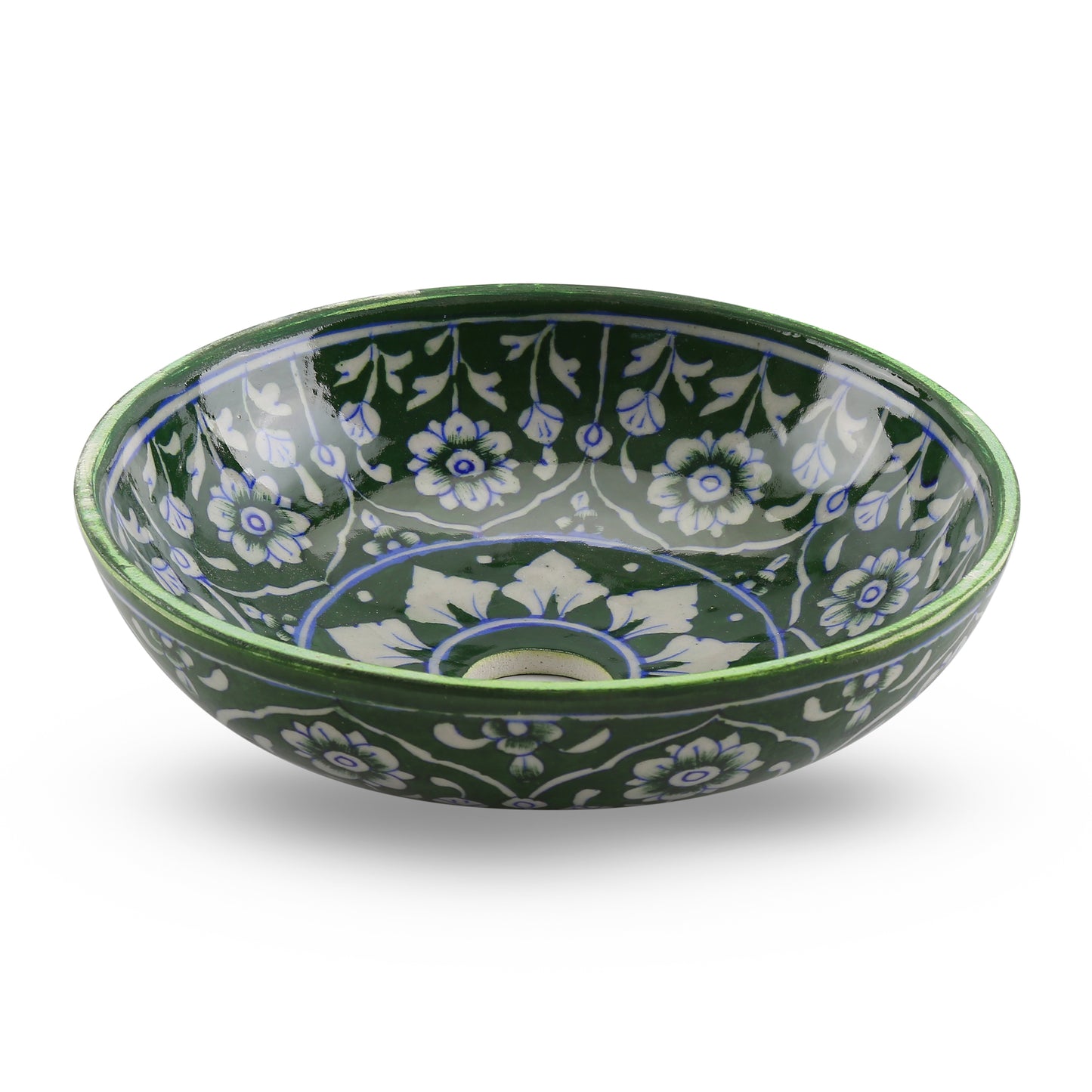 Blue Pottery Hanging Lamp Shade - Green