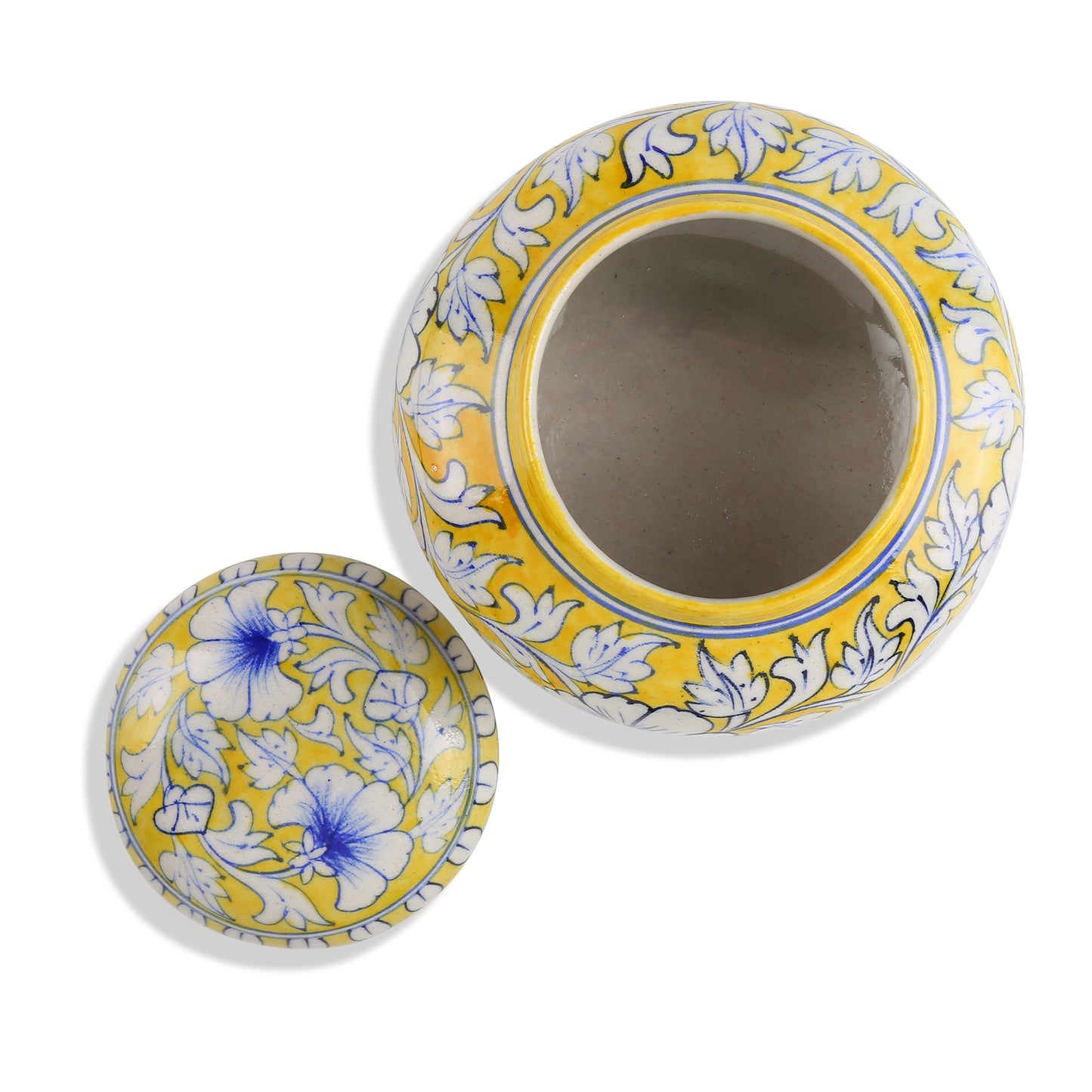Blue Pottery Matki Jar - Yellow Single colour