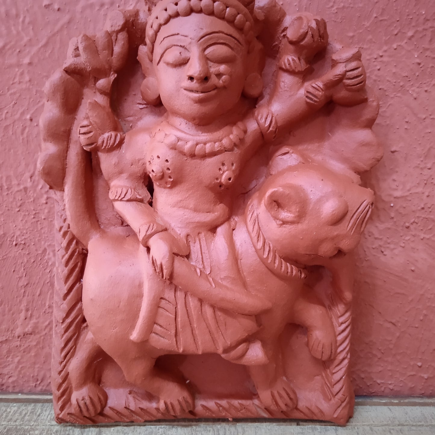 Goddess on Tiger Terracotta Plaque