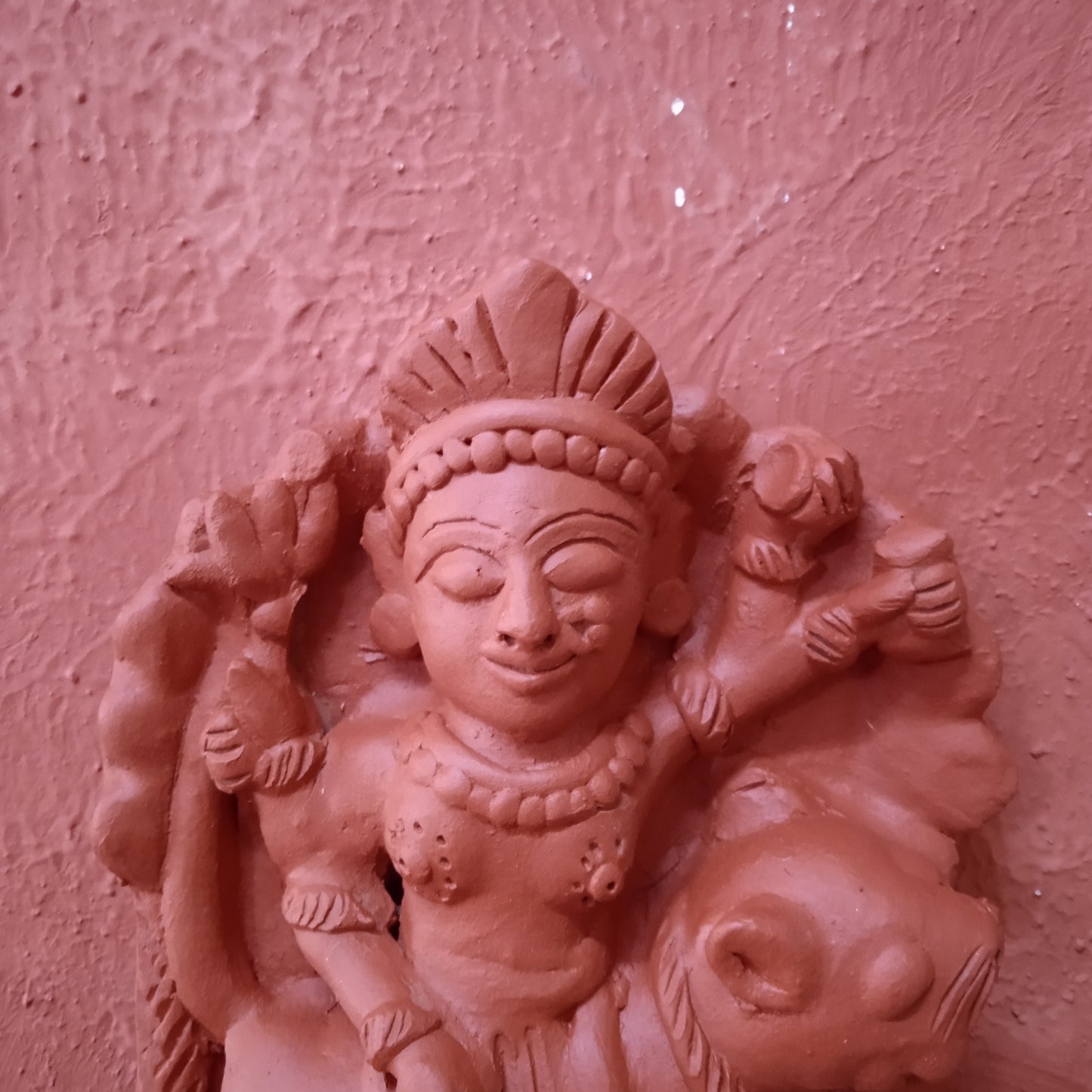 Goddess on Tiger Terracotta Plaque