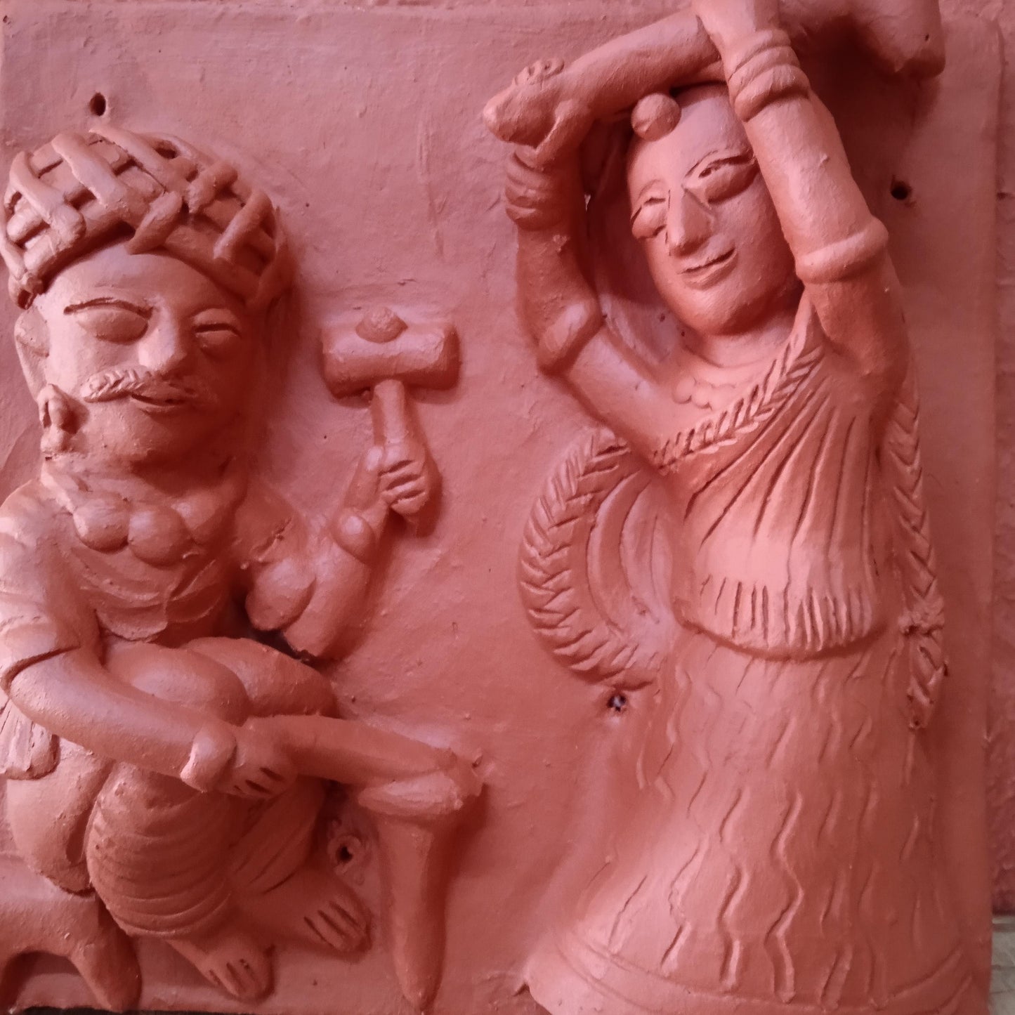 Terracotta Blacksmith Couple Panel