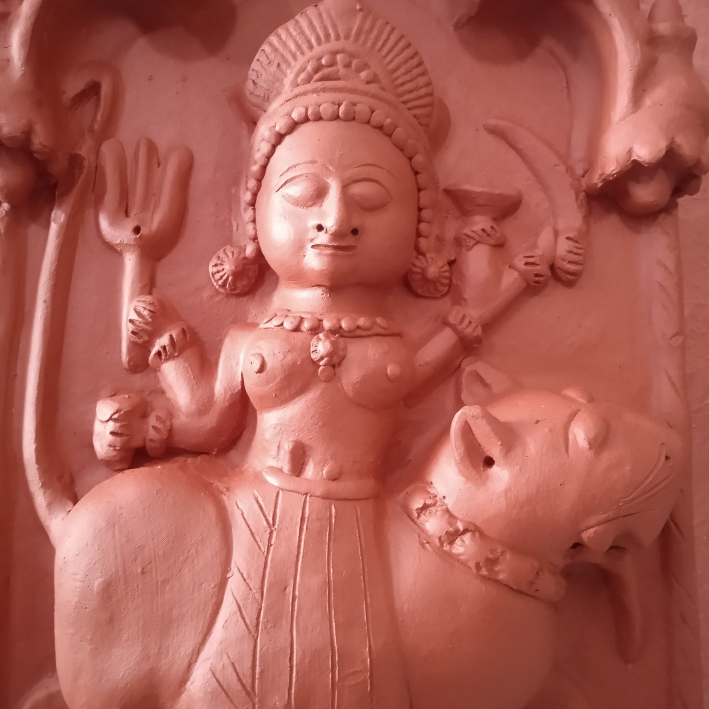 Mother Goddess Durga - Terracotta Plaque 18" H