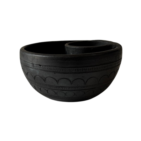 Sawai Madhopur Black Terracotta Chip n Dip bowl Not So Perfect 5