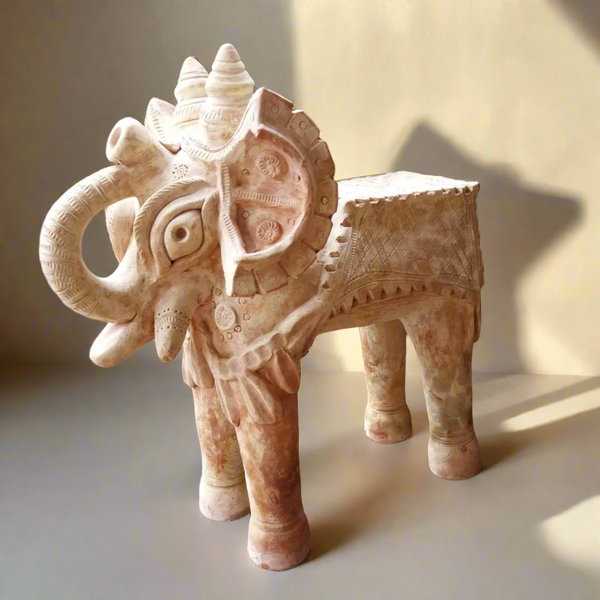 Terracotta Elephant Stool D1