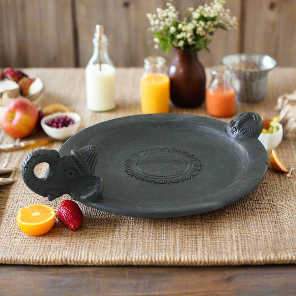 Black Pottery Serving Tray 