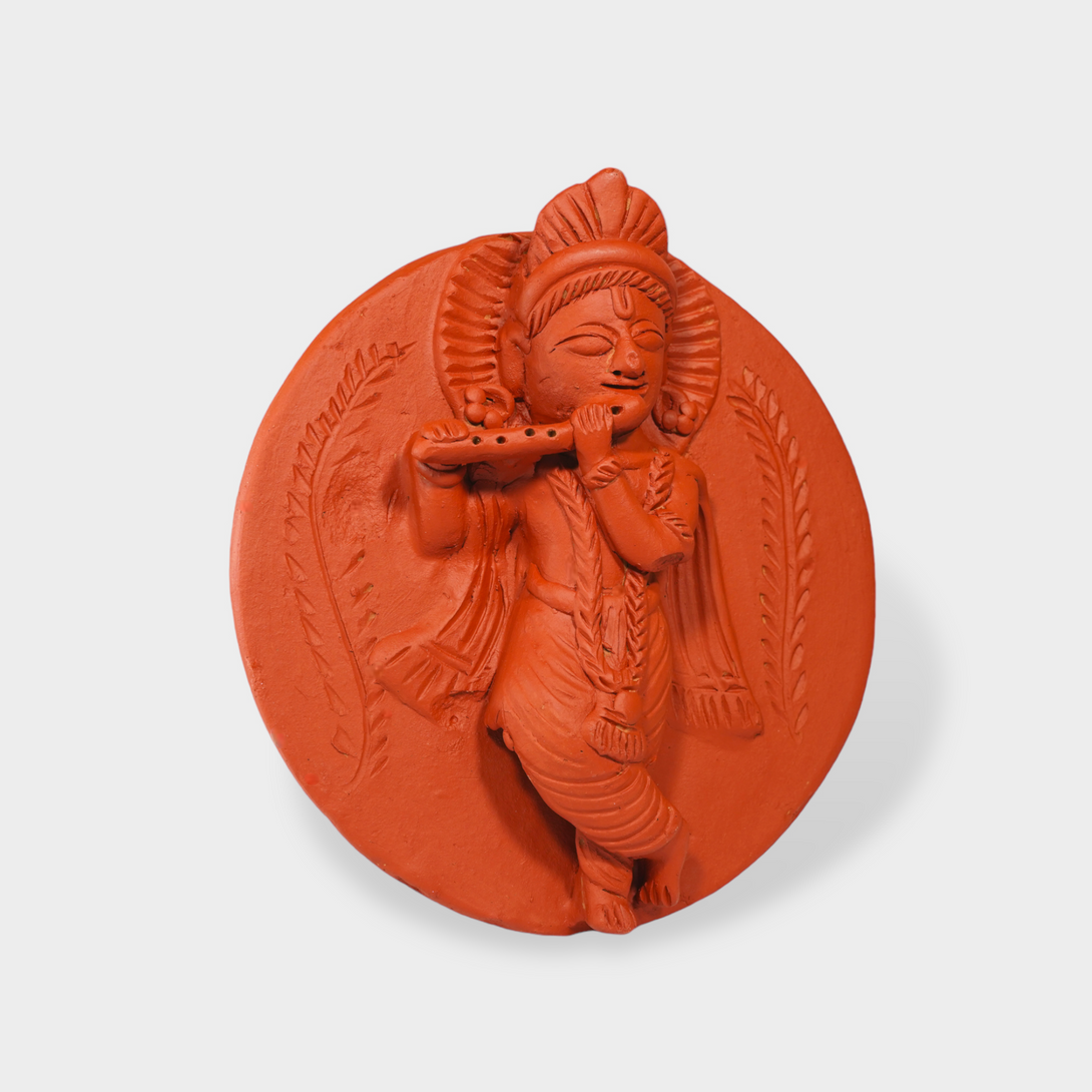 Molela Wall Plate - Krishna playing flute 9"