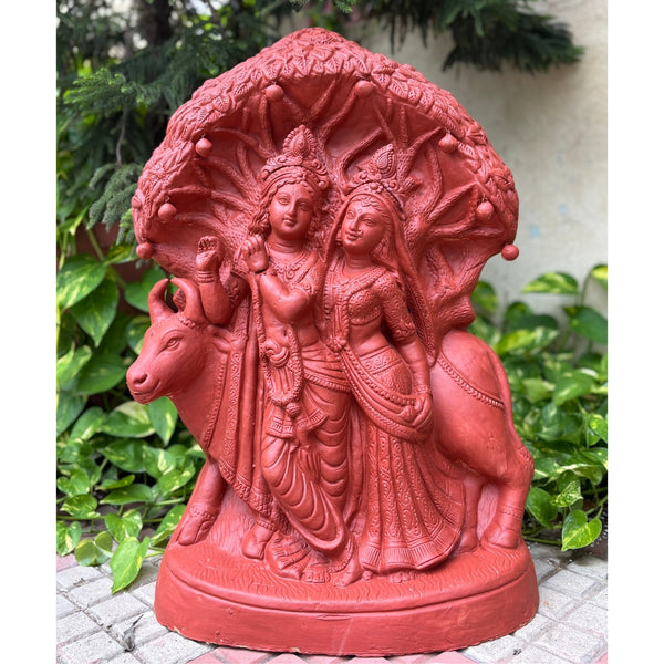 Handmade Terracotta Radha Krishna Figurine – 24" Inch