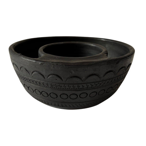 Sawai Madhopur Black Terracotta Chip n Dip bowl Not So Perfect 7