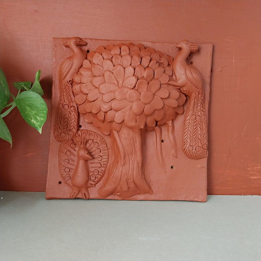 Banyan Tree & Peacock - Terracotta Tile