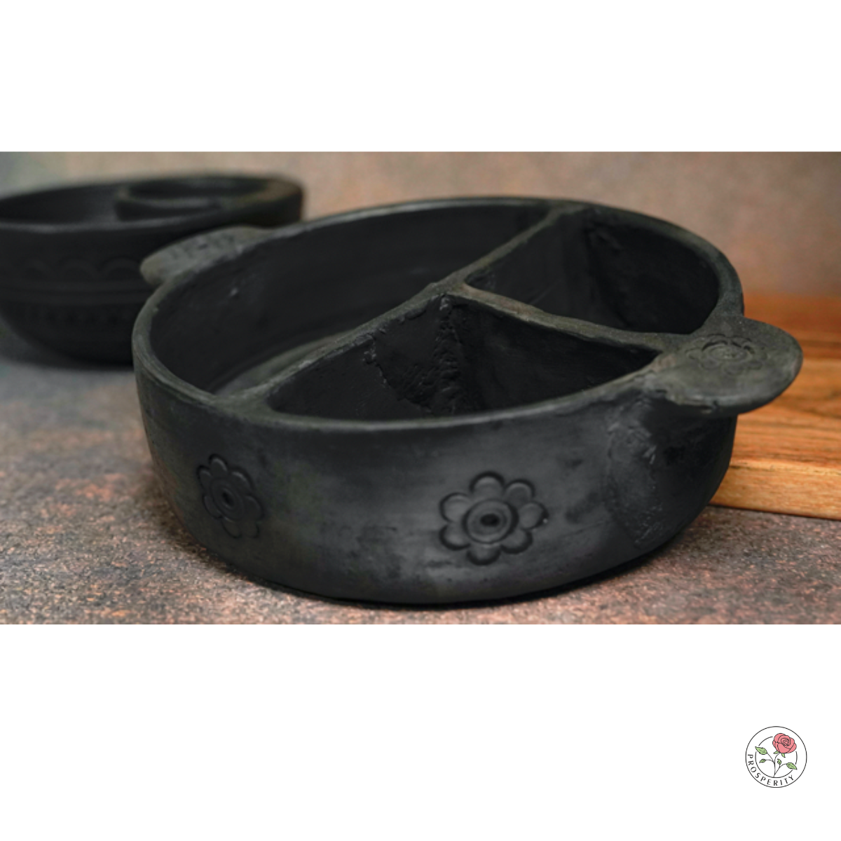 Sawai Madhopur Black Pottery Partition tray/Condiment holder