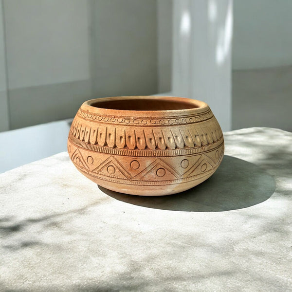 Rustic Handcrafted Terracotta Pot | Decorative Earthen Pot for Home & Garden