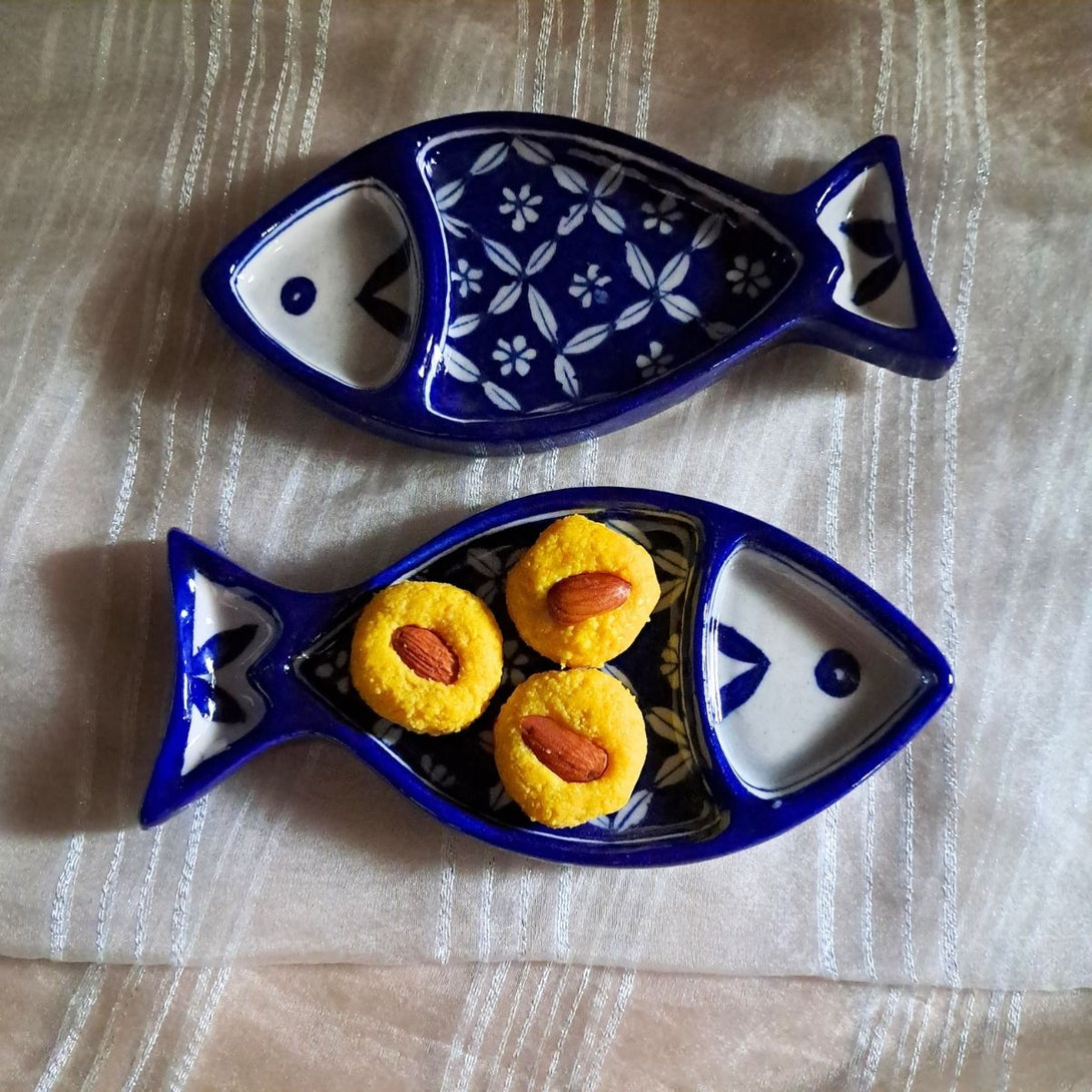 Jaipur Blue Pottery long Fishy Plate