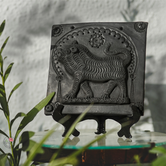 Sawai Madhopur Black Pottery Tile Art - Tiger - Table Decor