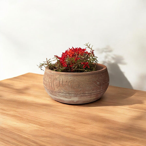 Rustic Handcrafted Terracotta Earthen Pot for Home & Garden