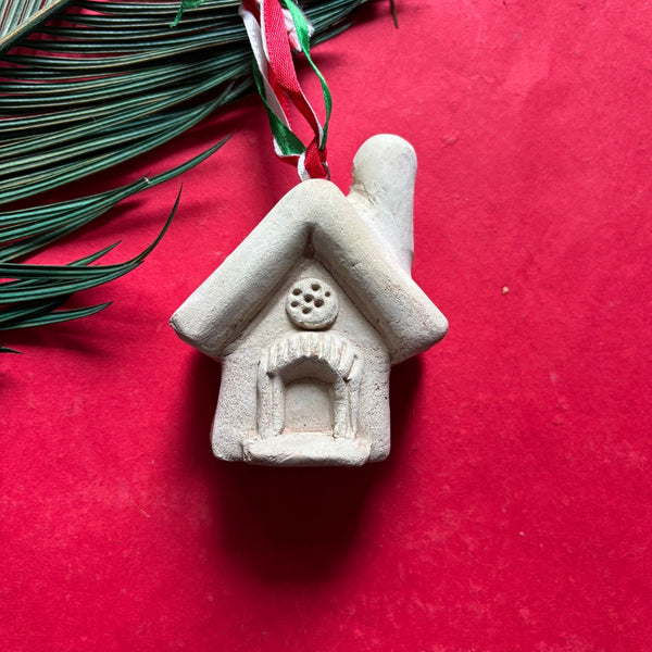Handcrafted Terracotta Hut Christmas Ornament | Paintable Rustic Clay Décor