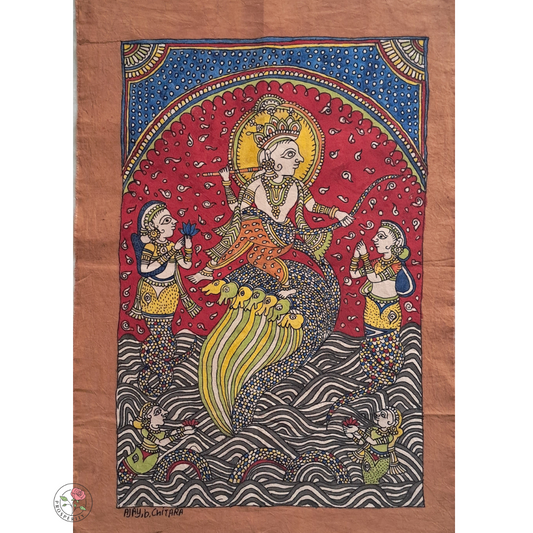 Krishna & Kaliya - Mata ni Pachedi Painting (15" x 21")