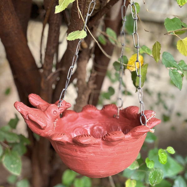Handcrafted Terracotta Bird Water Pot & Feeder