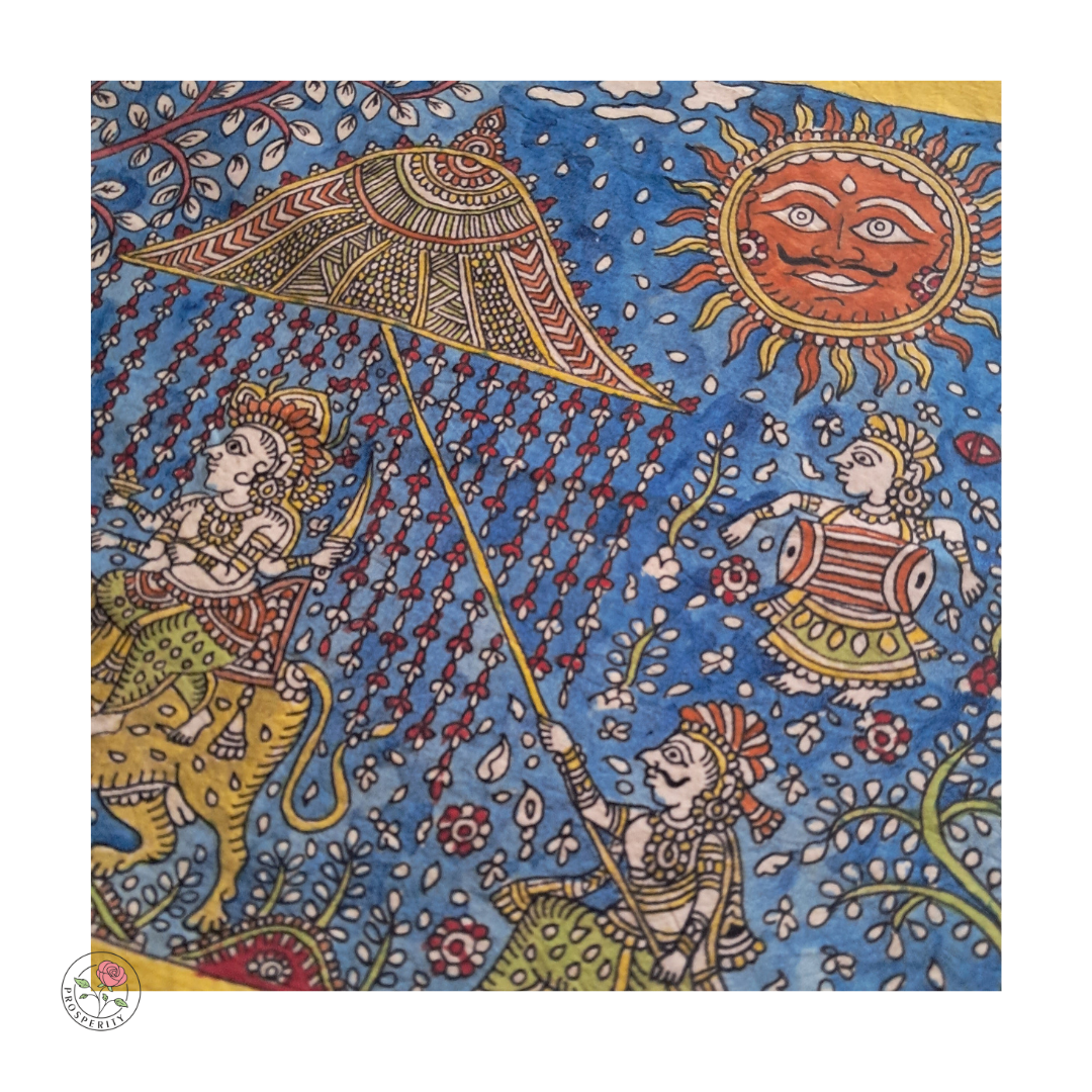 Sherowali - The Rider of Lion - Mata ni Pachedi Painting (20" x 14")