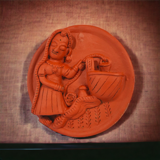 Molela Wall Plate - Woman at the well  8"
