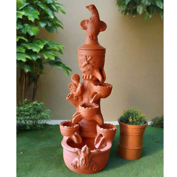Peacock Terracotta Fountain For Garden