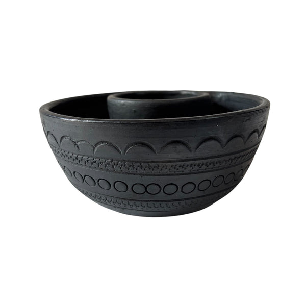 Sawai Madhopur Black Terracotta Chip n Dip bowl Not So Perfect 6