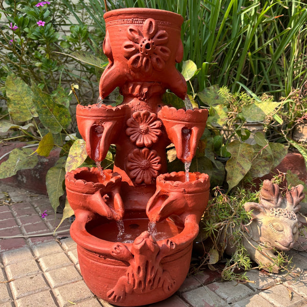 Floral Terracotta Fountain For Outdoor and Indoor