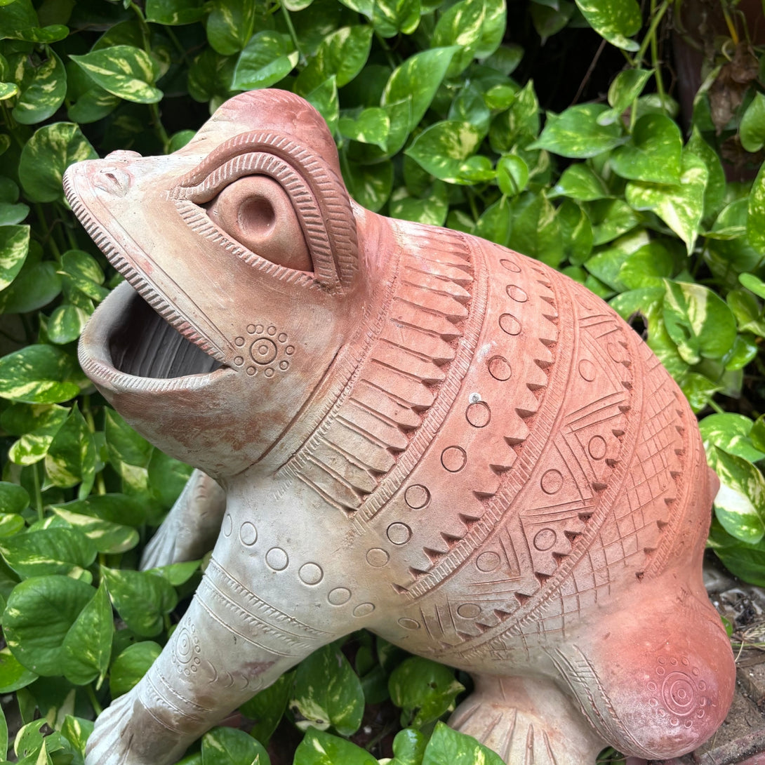 Rustic Frog Rustic Handcrafted Terracotta Frog Figurine Large Clay Garden & Indoor ...