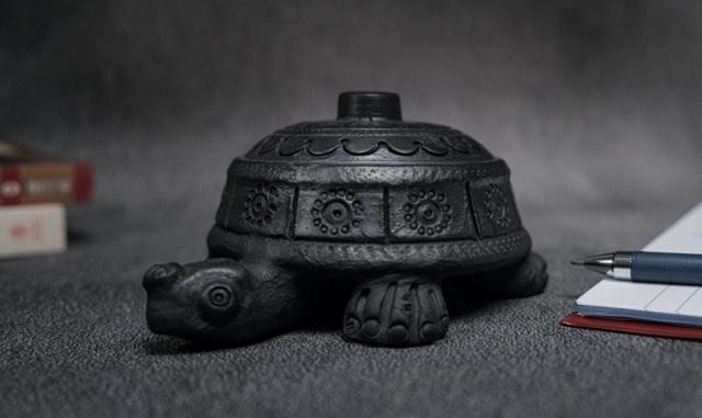 Sawai Madhopur Black Terracotta Tortoise Figurine