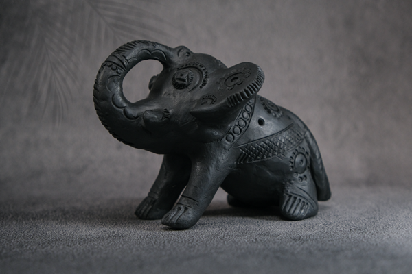 Sawai Madhopur Black Terracotta Elephant Figurine