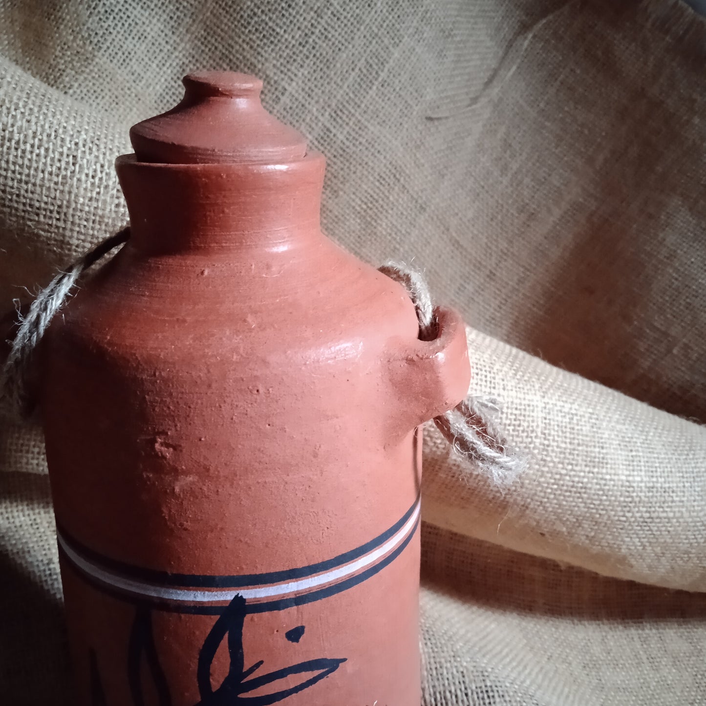 Gundiyali Painted Terracotta Water Bottle - 1