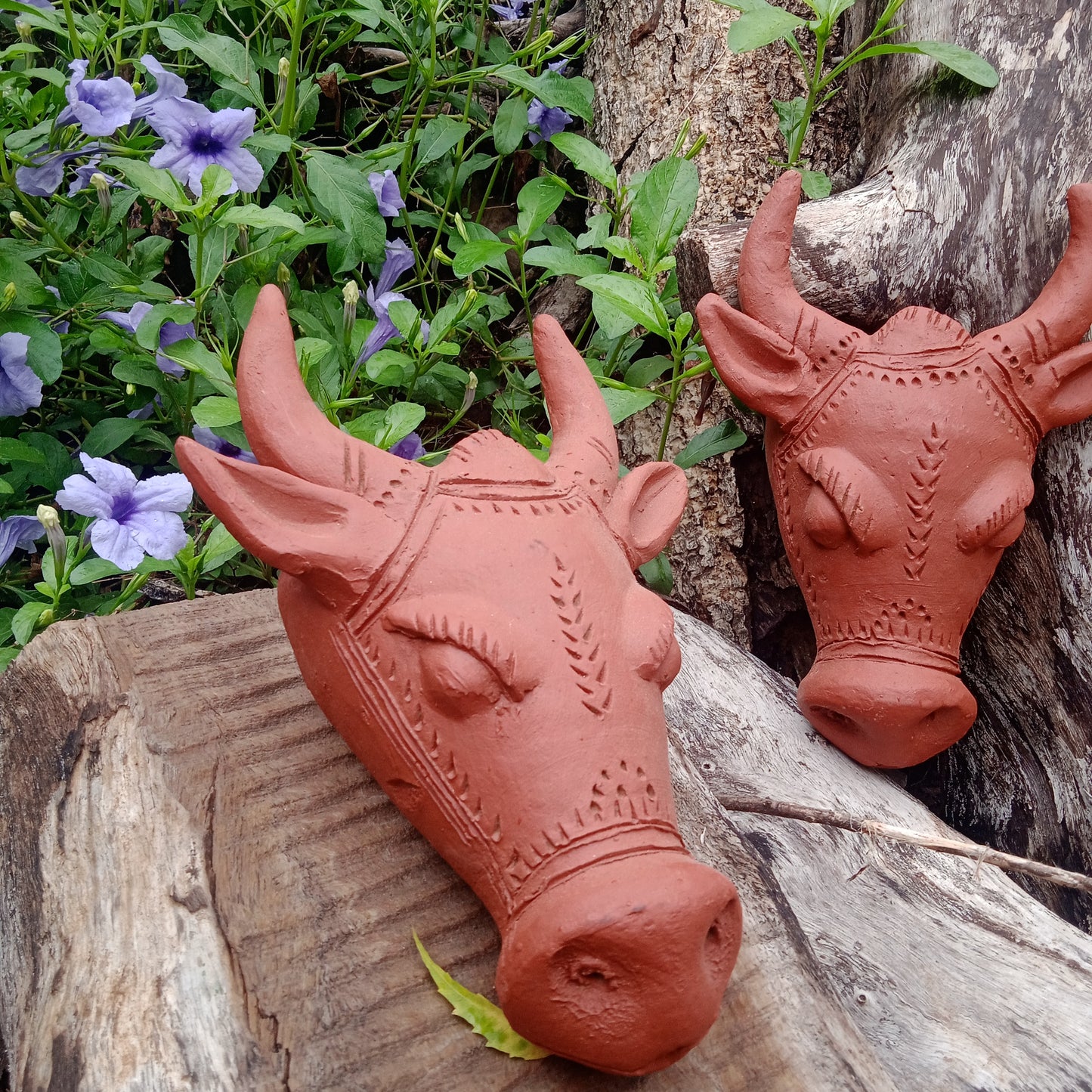 Terracotta Buffalo Head - Set of 2