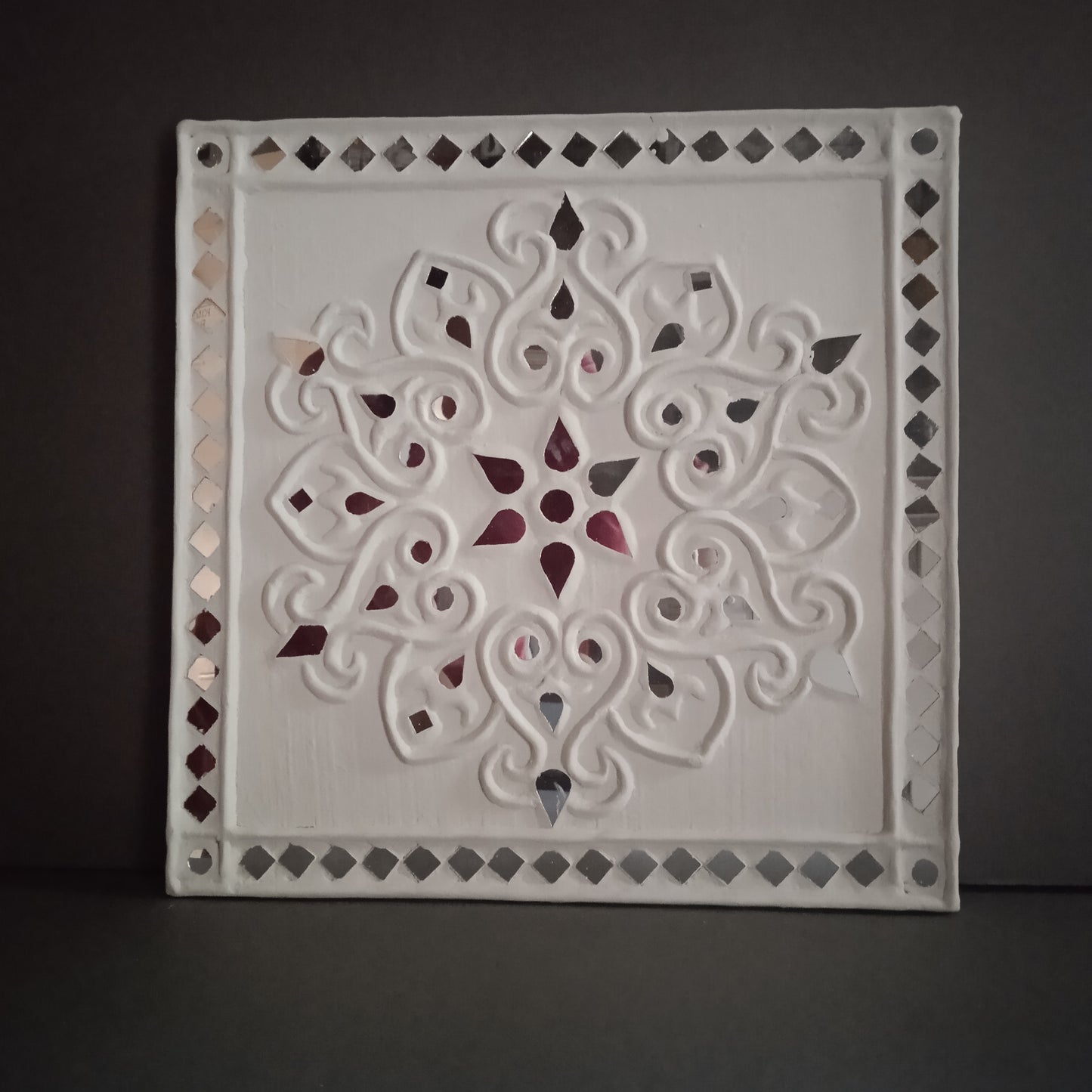 Mandala - Lippan/Mud n Mirror work frame ( 12" x 12" x 0.5")